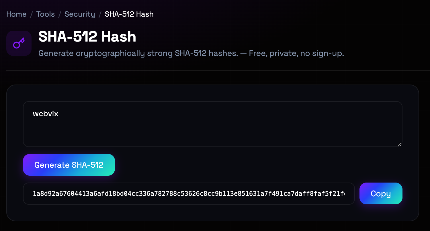 How to use SHA-512 Hash online — free, fast, and private